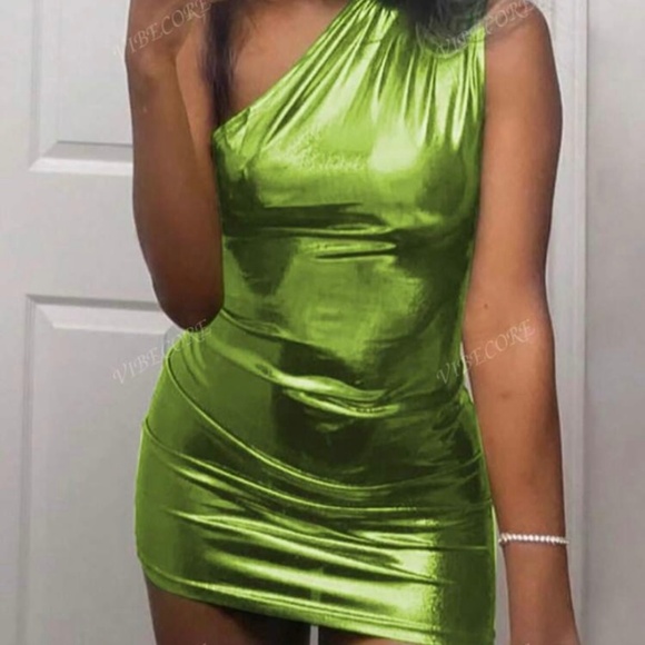 Metallic Green Dress - Picture 1 of 2